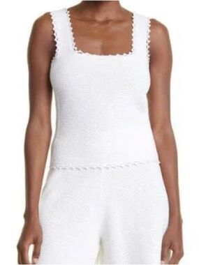 Rebecca Taylor - Small Cream Crochet-Trim Knit Tank Top